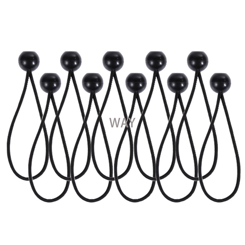 10GB Black Ball Bungee Pack Shock Elastīga kaklasaites cilpas auklas stiprinājums Piekabes virves Sprādzes Mugursomas piederumi Āra rīks