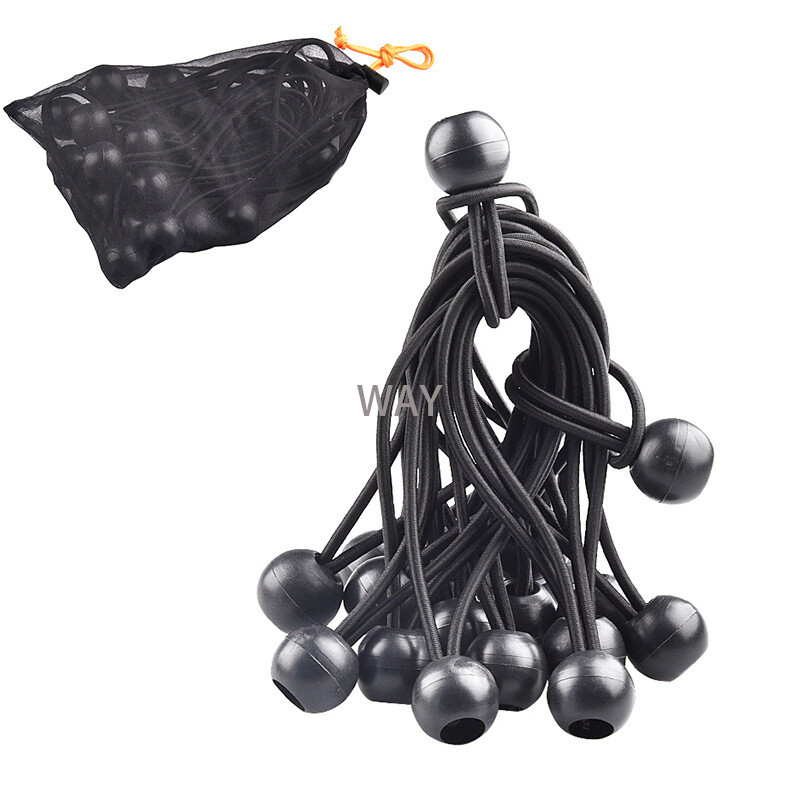 10GB Black Ball Bungee Pack Shock Elastīga kaklasaites cilpas auklas stiprinājums Piekabes virves Sprādzes Mugursomas piederumi Āra rīks