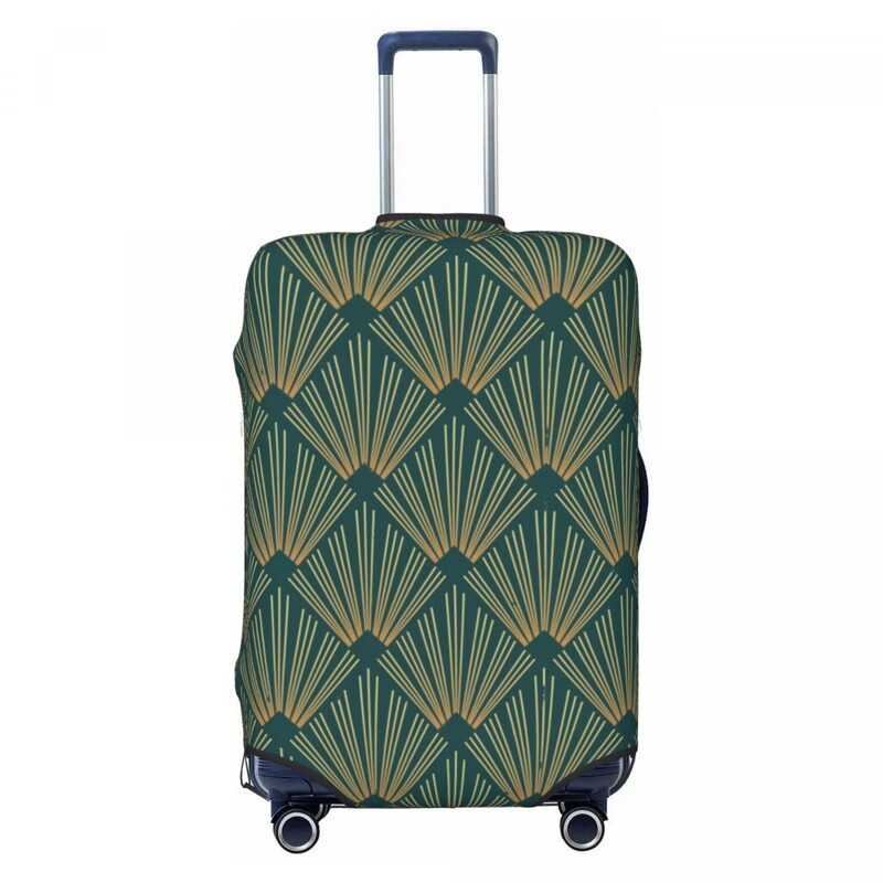 Rombi Spiral Model Husă Valisă Art Deco Verde Geometrică Protecție Afaceri Zbor Materiale practice pentru bagaje