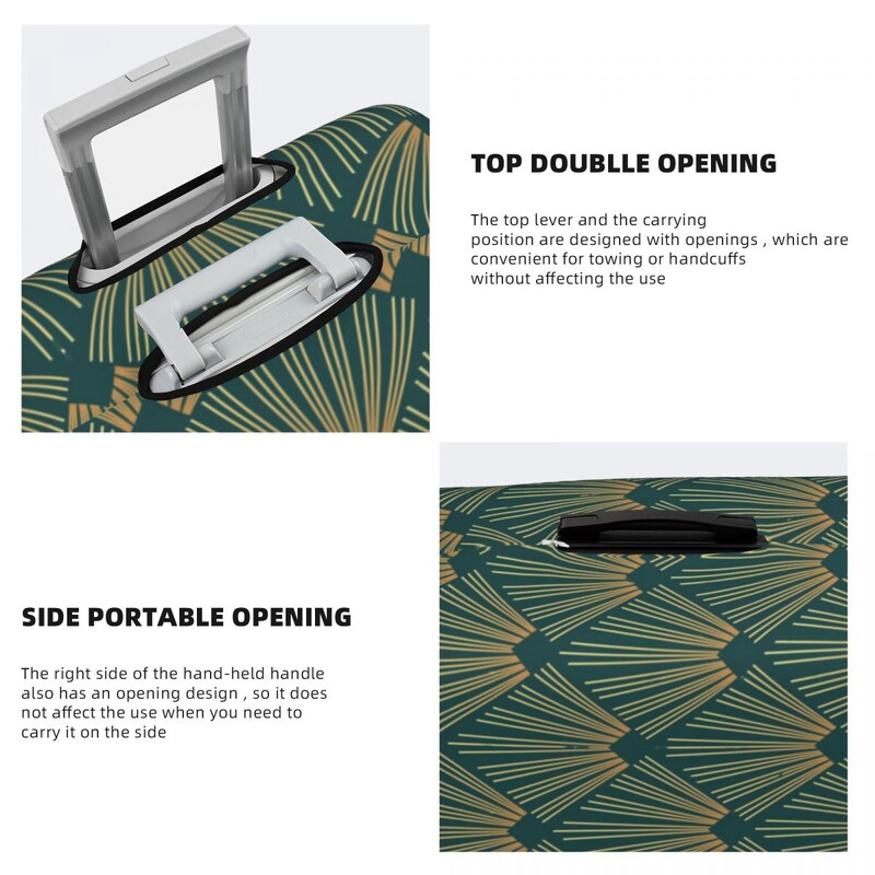 Rombi Spiral Model Husă Valisă Art Deco Verde Geometrică Protecție Afaceri Zbor Materiale practice pentru bagaje