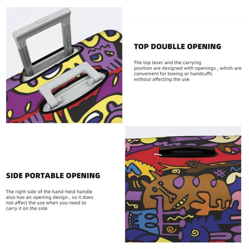 Monștri amuzanți Graffiti Husă pentru valiză Protector pentru călătorie de croazieră de desene animate Rezise de bagaje elastice de vacanță Cadou de Crăciun