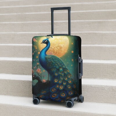 Fantasy Peacock bőröndhuzat Nyaralás modern művészet Strecch csomagtartó utazási védő