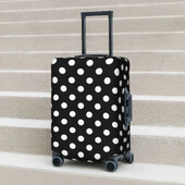 Juodai baltai taškeliais spausdinti lagamino dangtelis Skrydis Madingas modernus menas Naudingi bagažo priedai Kelionių apsauga