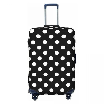 Juodai baltai taškeliais spausdinti lagamino dangtelis Skrydis Madingas modernus menas Naudingi bagažo priedai Kelionių apsauga