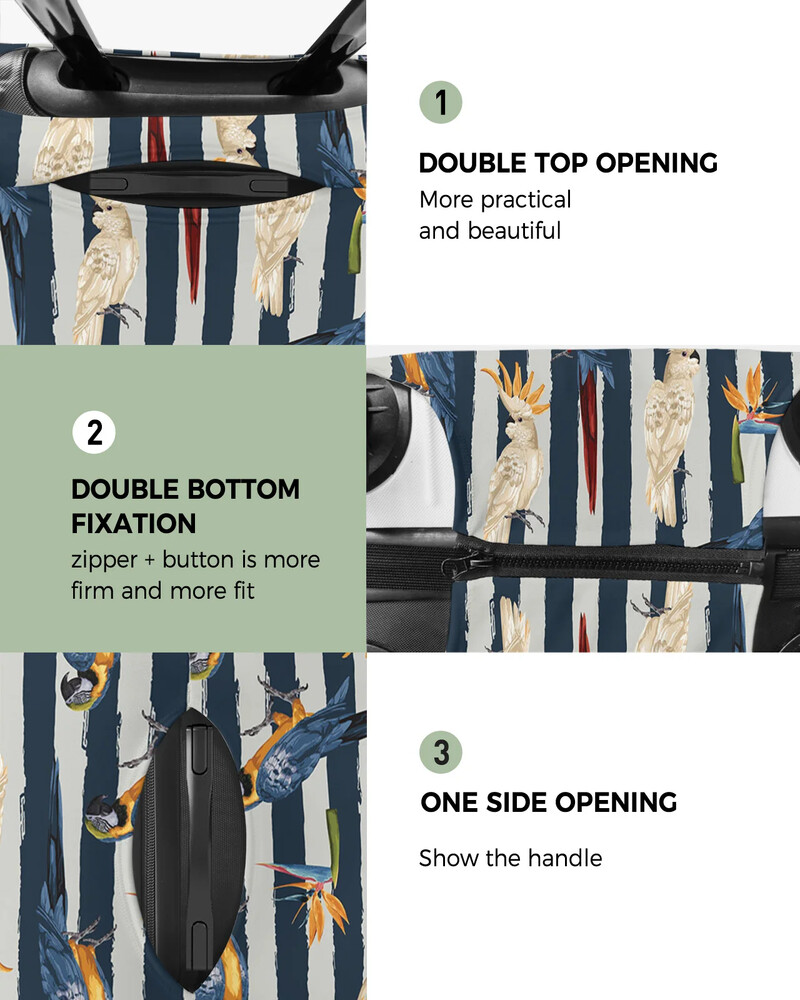 Papagal Pasărea Paradisului Dungi albastre și gri Husă pentru bagaje Accesorii de călătorie Valisă Husă elastică pentru praf Husă de protecție