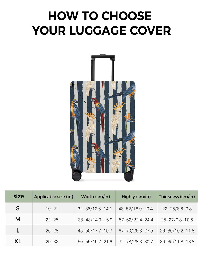 Papagal Pasărea Paradisului Dungi albastre și gri Husă pentru bagaje Accesorii de călătorie Valisă Husă elastică pentru praf Husă de protecție
