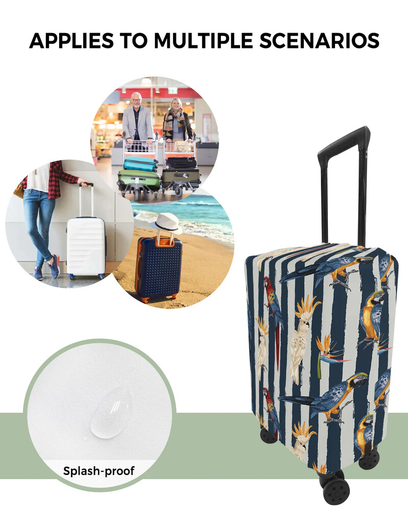 Papagal Pasărea Paradisului Dungi albastre și gri Husă pentru bagaje Accesorii de călătorie Valisă Husă elastică pentru praf Husă de protecție