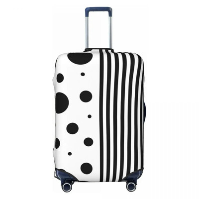 Husă pentru valiză cu buline în dungi de epocă, alb-negru, cu protecție practică pentru călătorii, pentru vacanta