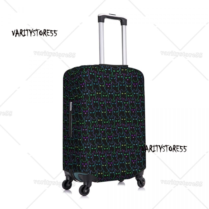 Protector personalizat pentru husă de bagaje cu pisică neagră drăguță Huse drăguțe pentru valiză de călătorie pentru 18-32 inch