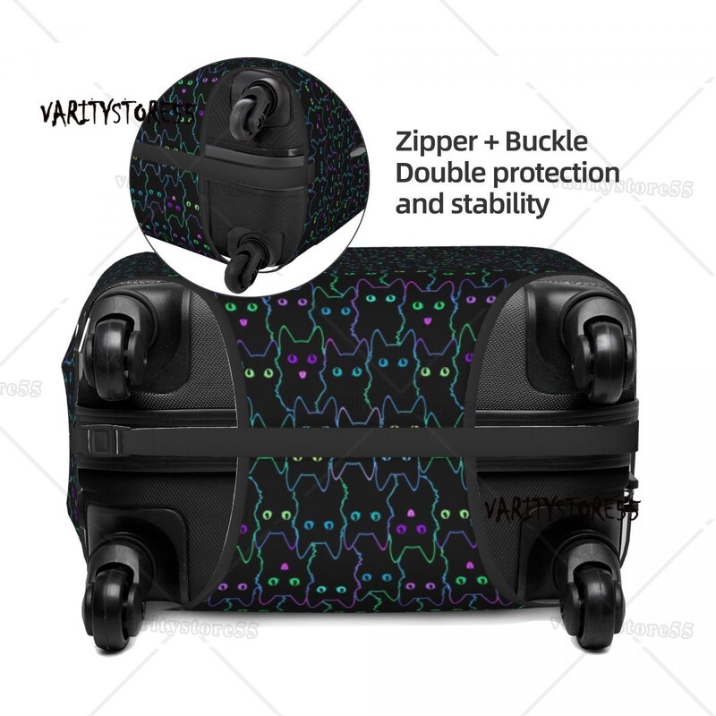 Protector personalizat pentru husă de bagaje cu pisică neagră drăguță Huse drăguțe pentru valiză de călătorie pentru 18-32 inch