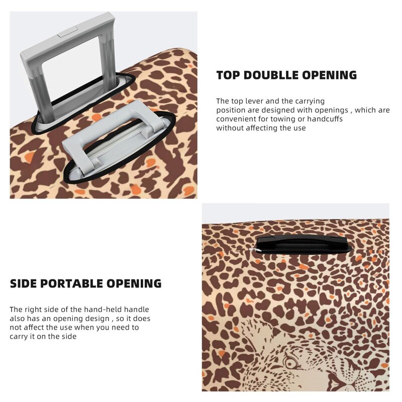 Pielāgoti tropu savvaļas dzīvnieku leoparda ādas tekstūras čemodāna pārvalki Mazgājami ceļojumu bagāžas pārsegi 18-32 collām