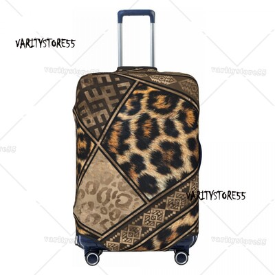 Husă personalizată pentru bagaje de călătorie cu imprimeu leopard, husă elastică pentru valiză din piele de animal, pentru 18-32 inci