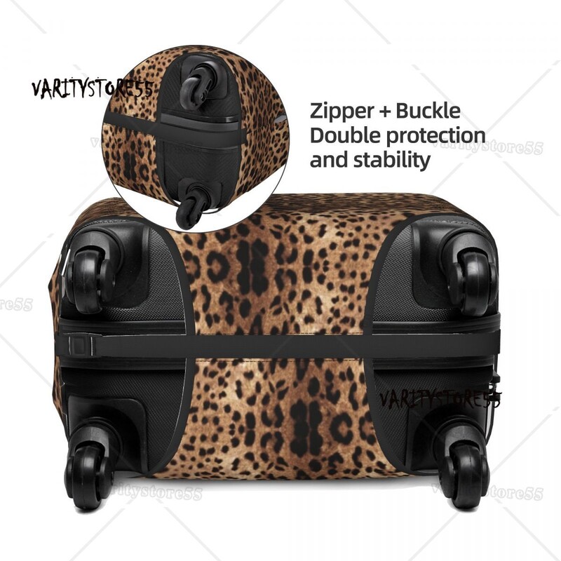 Husă personalizată pentru bagaje de călătorie cu imprimeu leopard, husă elastică pentru valiză din piele de animal, pentru 18-32 inci