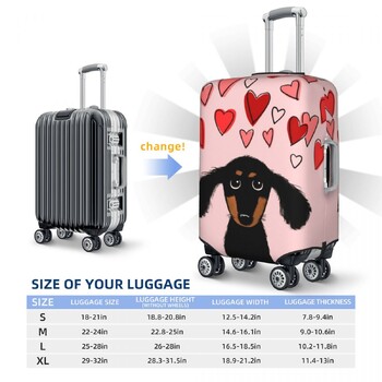 Χαριτωμένο Dachshund Puppy Dog with Valentine Hearts Κάλυμμα βαλίτσας Vacation Animal Lover Strectch Θήκη αποσκευών Προστασία κρουαζιέρας