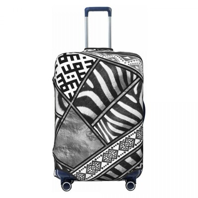 Custom Leopard And Zebra Ethnic Tribal Geometric Orliments Κάλυμμα αποσκευών ταξιδιού Ελαστικό κάλυμμα βαλίτσας από δέρμα ζώων