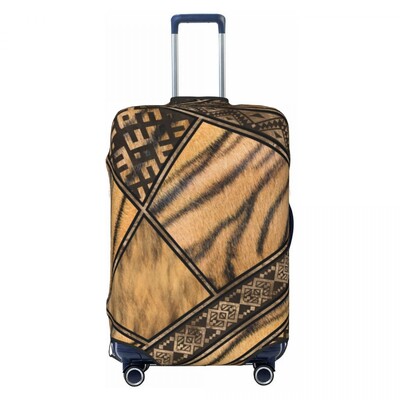 Custom Leopard And Zebra Ethnic Tribal Geometric Orliments Κάλυμμα αποσκευών ταξιδιού Ελαστικό κάλυμμα βαλίτσας από δέρμα ζώων