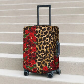 Husă pentru valiză cu flori Leopard Cu imprimeu cu trandafiri retro Protector pentru călătorie de croazieră Husă utilă pentru bagaje de vacanță