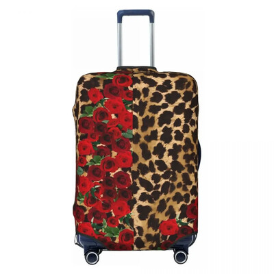 Husă pentru valiză cu flori Leopard Cu imprimeu cu trandafiri retro Protector pentru călătorie de croazieră Husă utilă pentru bagaje de vacanță