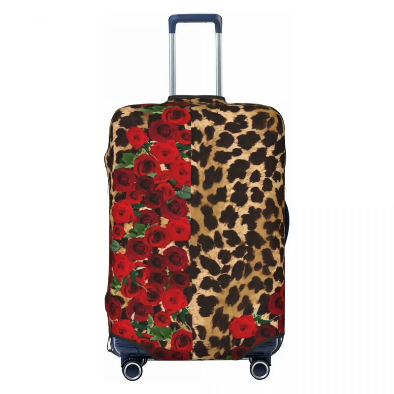 Husă pentru valiză cu flori Leopard Cu imprimeu cu trandafiri retro Protector pentru călătorie de croazieră Husă utilă pentru bagaje de vacanță