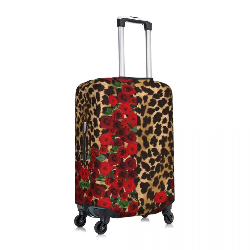 Husă pentru valiză cu flori Leopard Cu imprimeu cu trandafiri retro Protector pentru călătorie de croazieră Husă utilă pentru bagaje de vacanță