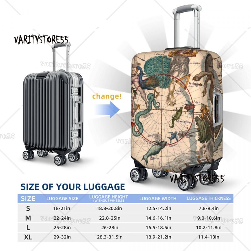 Zvaigznāju diagrammas drukāšana Bagāžas aizsargājošie putekļu pārsegi Elastīgi ūdensnecaurlaidīgi 18-32 collu čemodāna pārsega ceļojumu piederumi
