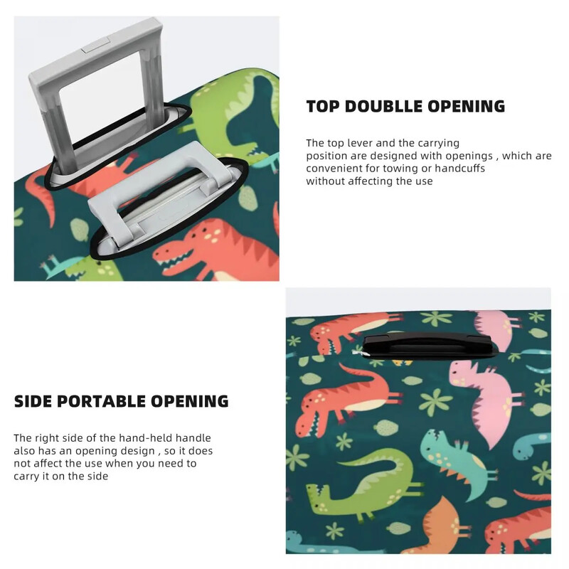 Husă drăguț pentru valiză cu dinozauri colorate Tyrannosaurus Rex Dinozaur Capri Vacanță de afaceri Distracție Accesorii pentru bagaje Protector