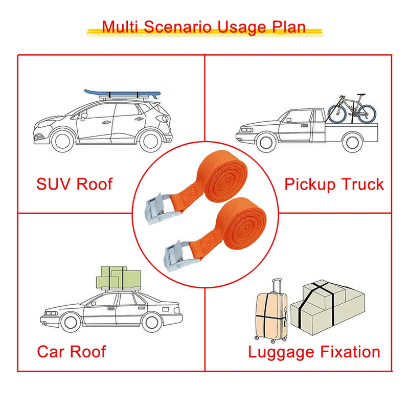 2 buc 4M portbagajul mașinii pentru caiac Cam cataramă Cureaua de fixare Cureaua pentru bagaje Legatură rapidă din poliester cu cataramă Curele de frânghie de marfă