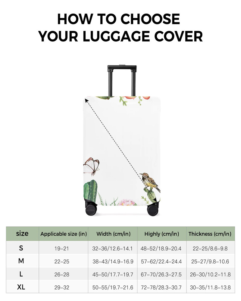 Floare de pasăre Husă de protecție pentru bagaje alb suculent Accesorii de călătorie Valisă Husă elastică pentru praf Husă de protecție