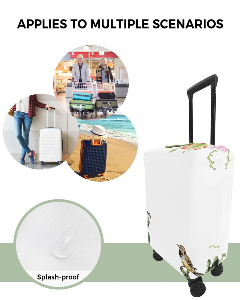 Floare de pasăre Husă de protecție pentru bagaje alb suculent Accesorii de călătorie Valisă Husă elastică pentru praf Husă de protecție