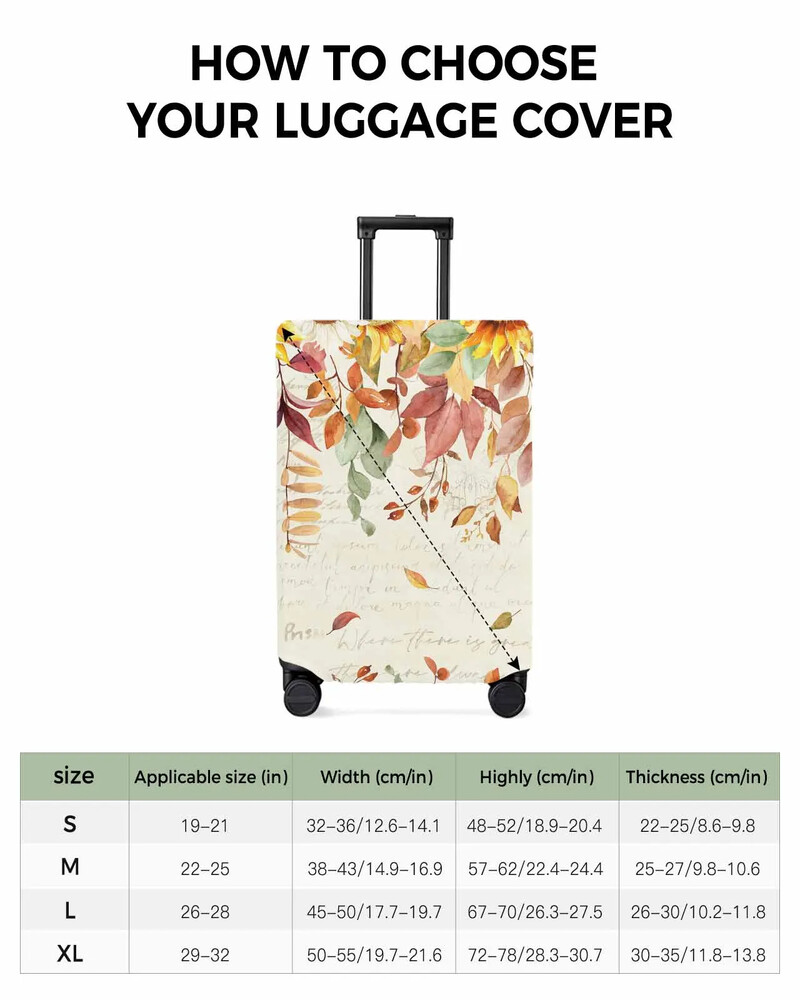 Pateicības dienas rudens eikalipta saulespuķu augu aizsargapvalks ceļojumu piederumiem čemodāns, elastīgs putekļu futrālis, aizsargājošs uzmava