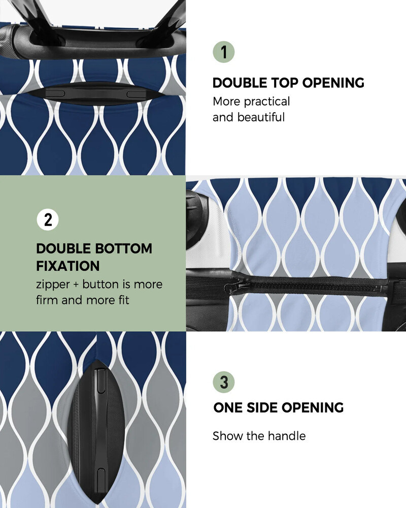 Geometrijska plavo siva srednjovjekovna putna prtljaga, zaštitna navlaka za putne dodatke, kovčeg, elastična torbica za zaštitu od prašine, zaštitni rukav