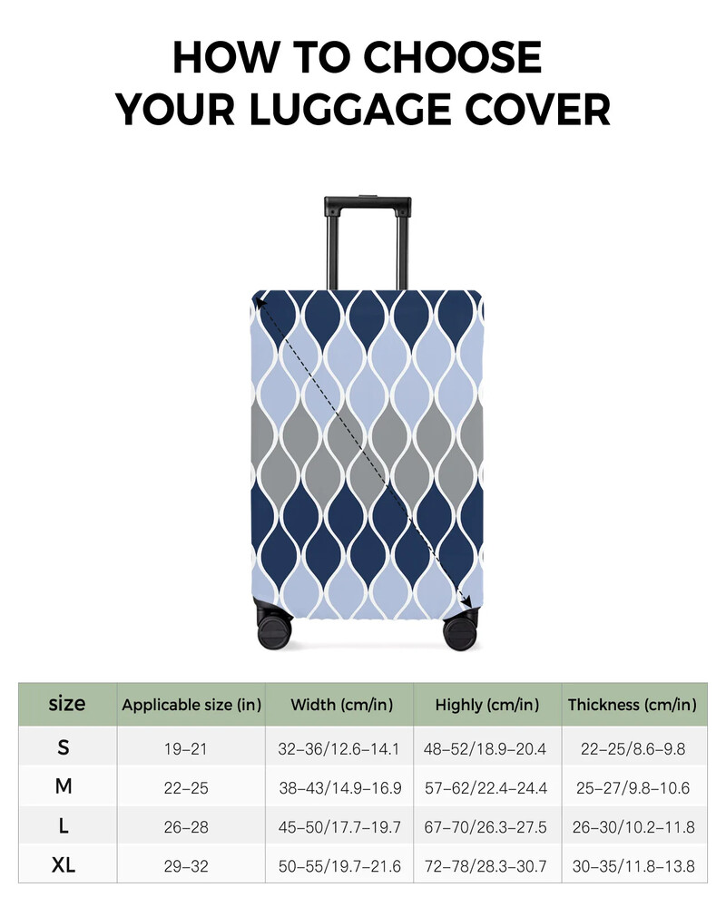 Geometrijska plavo siva srednjovjekovna putna prtljaga, zaštitna navlaka za putne dodatke, kovčeg, elastična torbica za zaštitu od prašine, zaštitni rukav