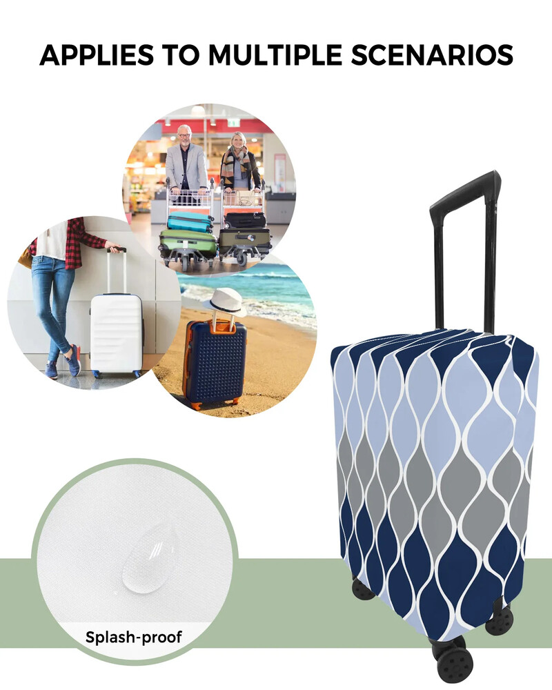 Geometrijska plavo siva srednjovjekovna putna prtljaga, zaštitna navlaka za putne dodatke, kovčeg, elastična torbica za zaštitu od prašine, zaštitni rukav