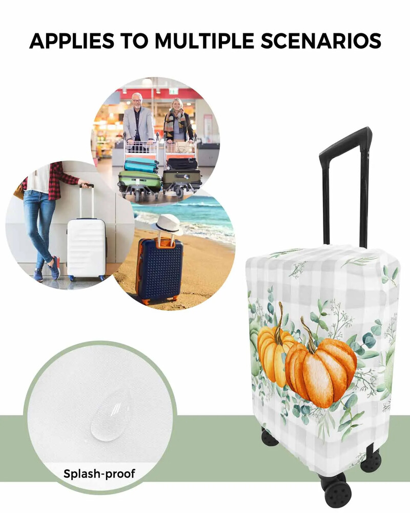 Ziua Recunoștinței Frunze de eucalipt Grilă gri Husă de protecție pentru accesorii de călătorie Valisă Husă elastică pentru praf Manșon de protecție