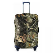 Hunting Camo Camouflage Woodland Reality Trees Bagāžas aizsargājoši putekļu pārsegi Elastīgs ūdensnecaurlaidīgs čemodāna pārsegs