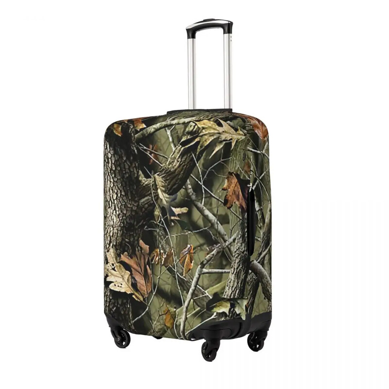 Hunting Camo Camouflage Woodland Reality Trees Bagāžas aizsargājoši putekļu pārsegi Elastīgs ūdensnecaurlaidīgs čemodāna pārsegs