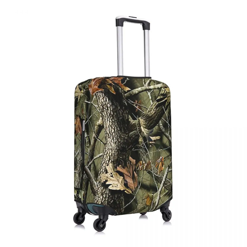 Hunting Camo Camouflage Woodland Reality Trees Bagāžas aizsargājoši putekļu pārsegi Elastīgs ūdensnecaurlaidīgs čemodāna pārsegs