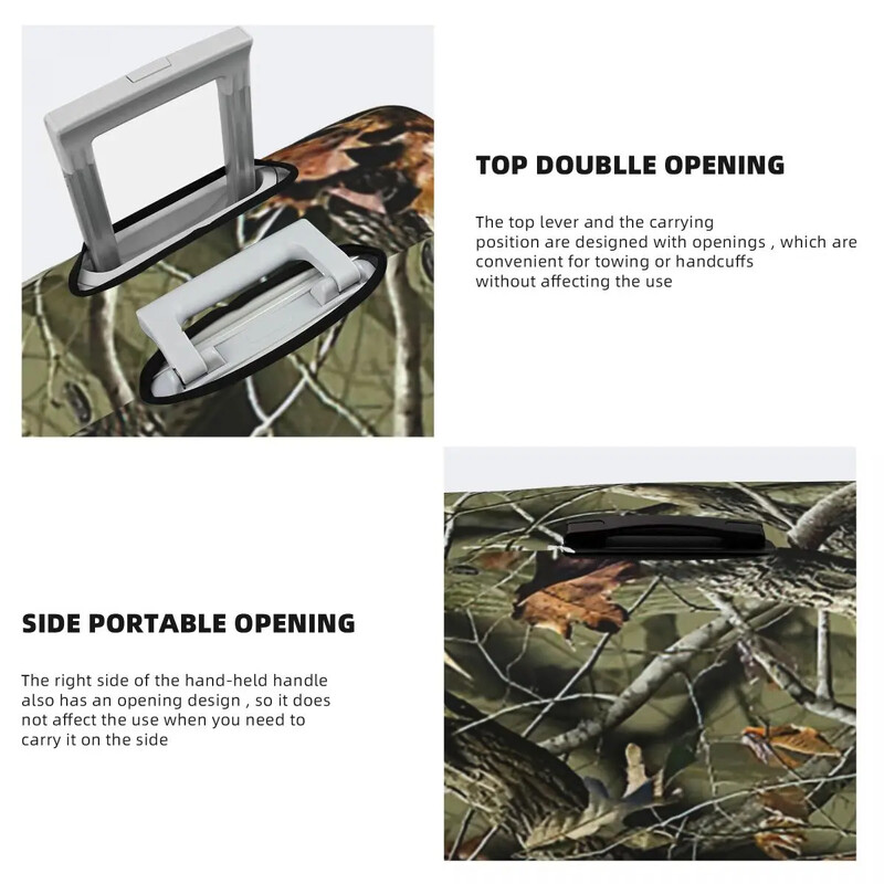 Hunting Camo Camouflage Woodland Reality Trees Bagāžas aizsargājoši putekļu pārsegi Elastīgs ūdensnecaurlaidīgs čemodāna pārsegs