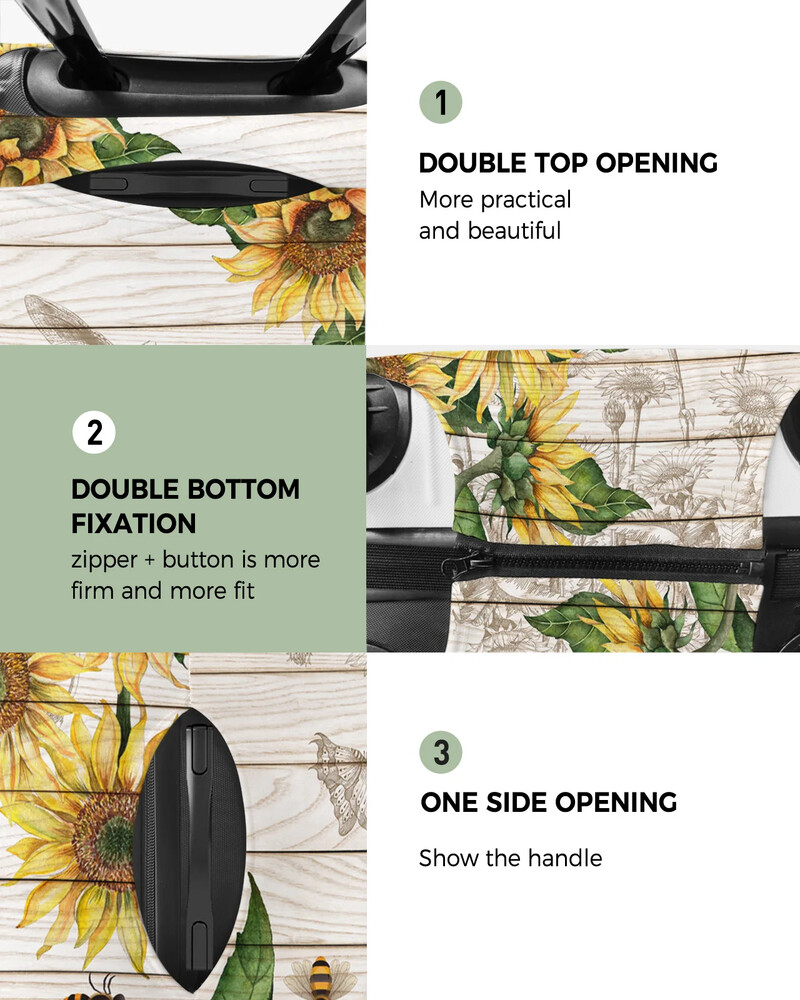 Suncokret, pčela, tekstura drveta, zaštitna navlaka za prtljagu, putni dodaci, kovčeg, elastična torbica za zaštitu od prašine, zaštitni rukav