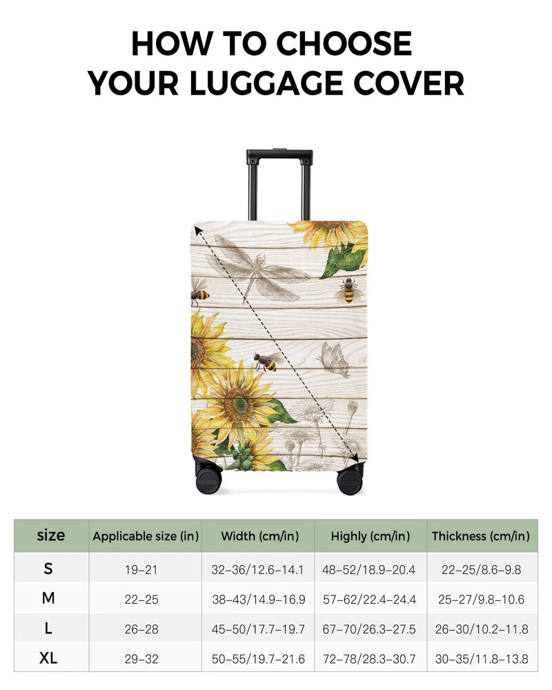 Suncokret, pčela, tekstura drveta, zaštitna navlaka za prtljagu, putni dodaci, kovčeg, elastična torbica za zaštitu od prašine, zaštitni rukav