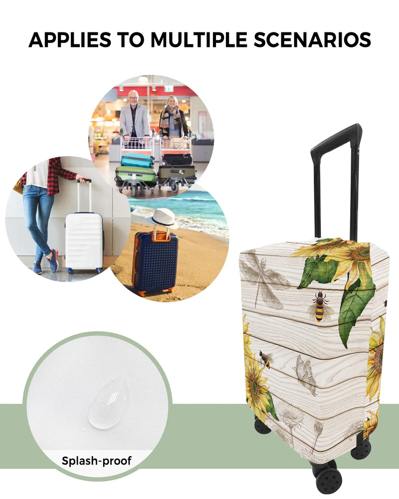 Suncokret, pčela, tekstura drveta, zaštitna navlaka za prtljagu, putni dodaci, kovčeg, elastična torbica za zaštitu od prašine, zaštitni rukav