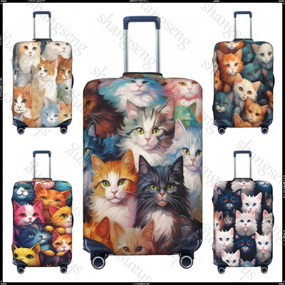 Cute Face Cat pattern Putna navlaka za prtljagu Elastična navlaka za kovčeg Zaštitna navlaka za kolica Navlaka za prašinu Navlaka za kovčeg za 18-32" prtljagu