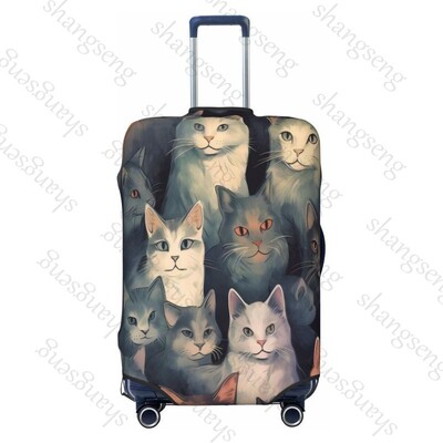 Jauka sejas kaķa raksts Ceļojumu bagāžas pārsegs Elastīgs čemodāns Ratiņu aizsargapvalks putekļu pārsegs Čemodāna futrālis 18-32" bagāžai