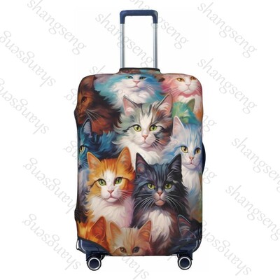 Jauka sejas kaķa raksts Ceļojumu bagāžas pārsegs Elastīgs čemodāns Ratiņu aizsargapvalks putekļu pārsegs Čemodāna futrālis 18-32" bagāžai
