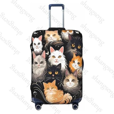 Jauka sejas kaķa raksts Ceļojumu bagāžas pārsegs Elastīgs čemodāns Ratiņu aizsargapvalks putekļu pārsegs Čemodāna futrālis 18-32" bagāžai