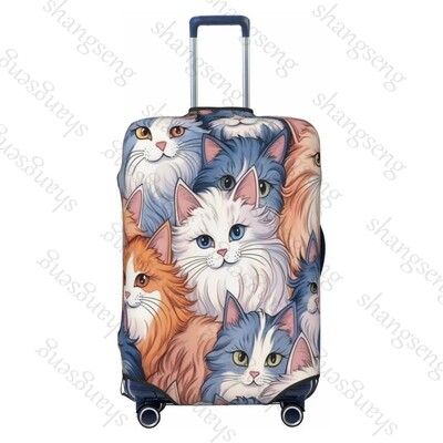 Jauka sejas kaķa raksts Ceļojumu bagāžas pārsegs Elastīgs čemodāns Ratiņu aizsargapvalks putekļu pārsegs Čemodāna futrālis 18-32" bagāžai