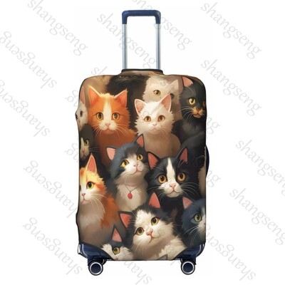 Jauka sejas kaķa raksts Ceļojumu bagāžas pārsegs Elastīgs čemodāns Ratiņu aizsargapvalks putekļu pārsegs Čemodāna futrālis 18-32" bagāžai