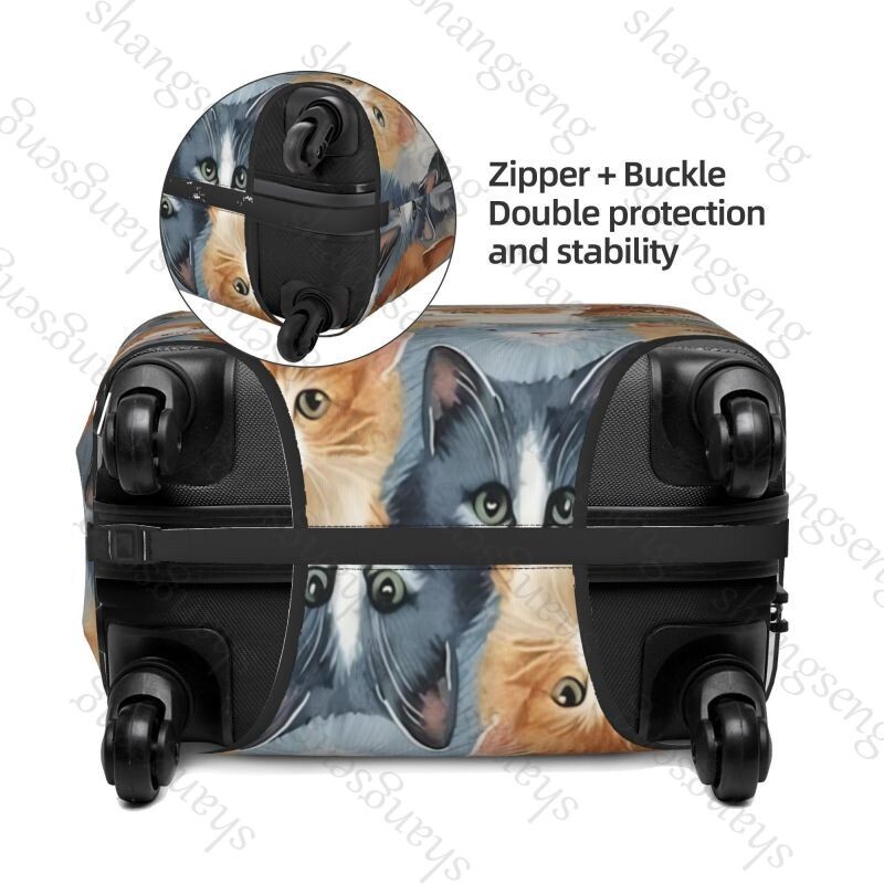 Jauka sejas kaķa raksts Ceļojumu bagāžas pārsegs Elastīgs čemodāns Ratiņu aizsargapvalks putekļu pārsegs Čemodāna futrālis 18-32" bagāžai