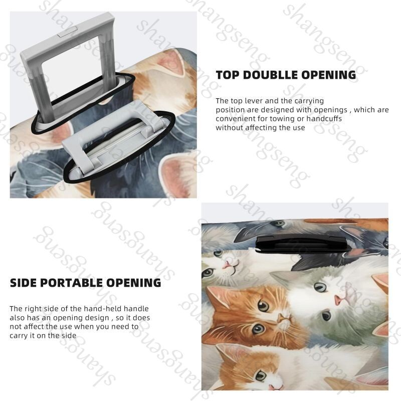 Jauka sejas kaķa raksts Ceļojumu bagāžas pārsegs Elastīgs čemodāns Ratiņu aizsargapvalks putekļu pārsegs Čemodāna futrālis 18-32" bagāžai