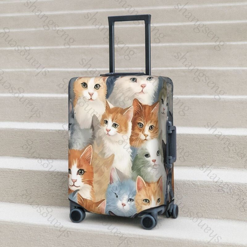 Jauka sejas kaķa raksts Ceļojumu bagāžas pārsegs Elastīgs čemodāns Ratiņu aizsargapvalks putekļu pārsegs Čemodāna futrālis 18-32" bagāžai